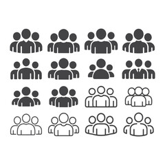 set of people icon representing, people flat icon, human, person, group profile signs, use in demographic, social media, and team concept
