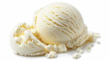 Smooth vanilla scoop on clean white background