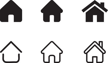 Home icon collection design. monochrome house icon set design. Simple house symbol. Real estate Flat and line style sign. Home flat icon set vector illustration