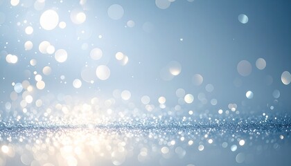 クリスマスやウェディング、ファッションやコスメの背景に使える　淡い青光のボケとキラキラ幻想的な背景