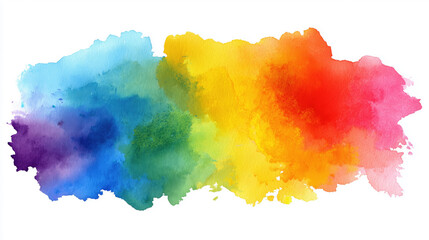 Obraz premium colorful abstract watercolor painting blending the full spectrum from violet to red, expressing creativity, emotion, and fluidity on a white background