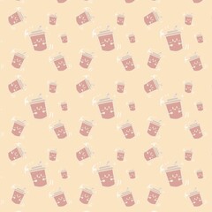 seamless pattern with coffee cups
