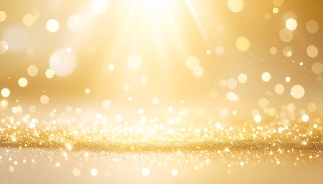 金色のキラキラ背景とスポットライトが輝く華やかな光景	