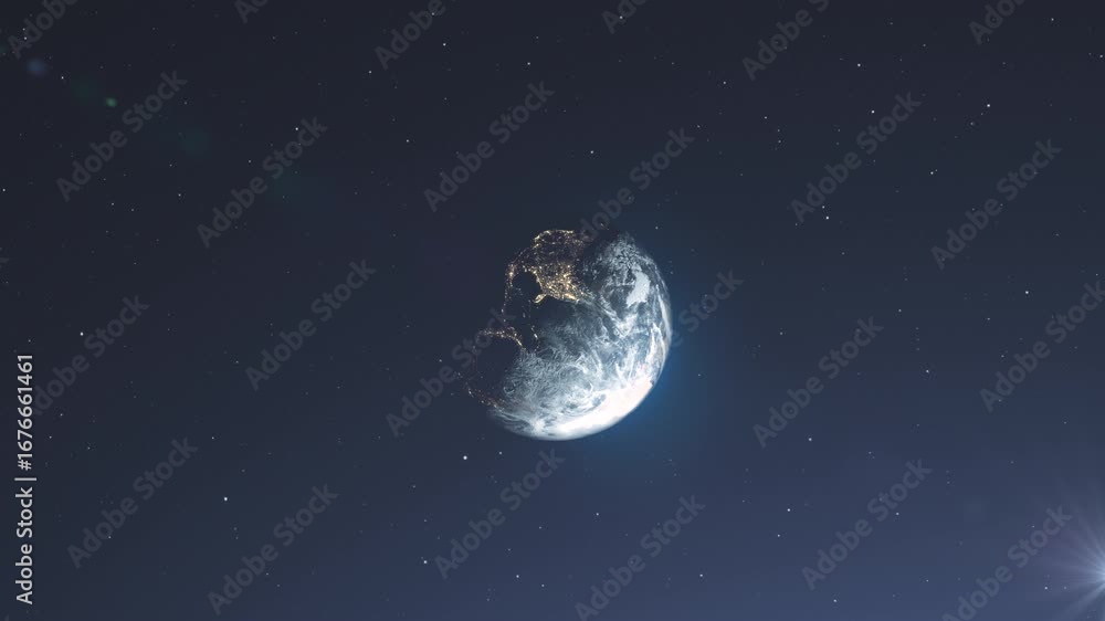 Canvas Prints sunrise on planet earth, outer space view 3d rendering sci fi concept outer space view,4k,2024