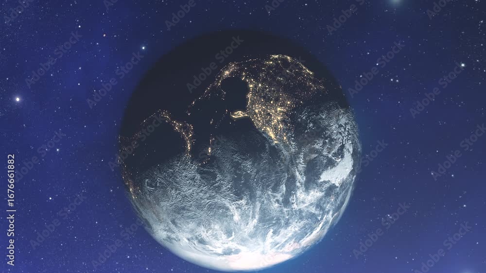 Wall mural sunrise on planet earth, outer space view 3d rendering sci fi concept outer space view,4k,2024