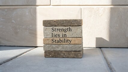 Inspirational quote stacked stones representation of strength and stability