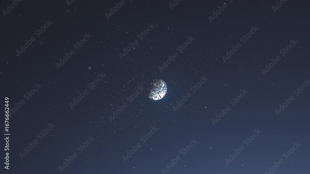 Wall mural meteor shower asteroids heading planet earth 3d rendering sci fi concept outer space view,4k,2024