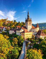 Autumnal European town panorama