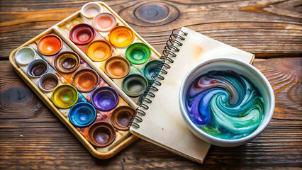 stained ceramic palette with tiny swirls of pigment
