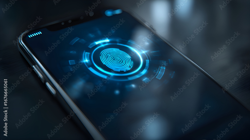 Aufkleber fingerprint scanning on smartphone for secure access and authentication