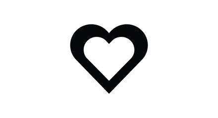 A black heart shape on a white background