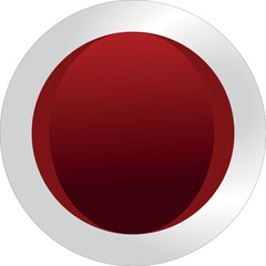 Minimalistic Red Button with Metallic Edge: A clean, minimalist design of a vibrant red button with a shiny silver metallic edge, perfect for various graphic and web design projects.