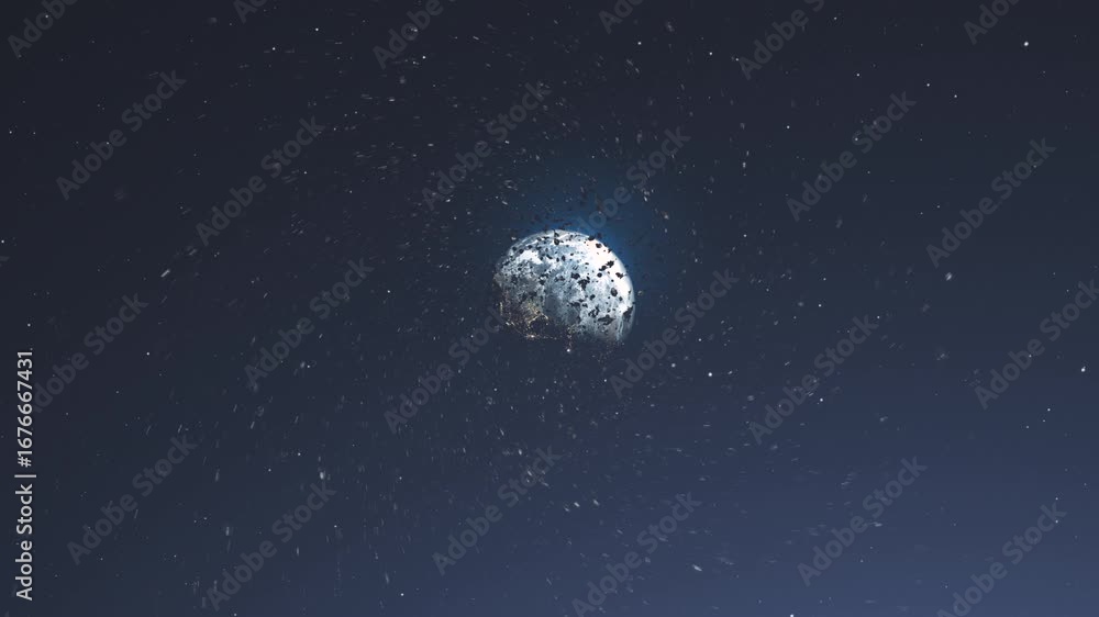 Canvas Prints meteor shower rocks toward planet earth 3d rendering sci fi concept outer space view,4k,2024