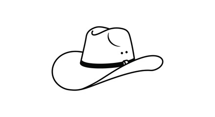 A simple line drawing of a cowboy hat with a chin strap