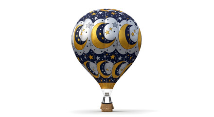 Fototapeta premium See the world from above with a vibrant hot air balloon against a bright white sky ready for your creative project on isolated white background