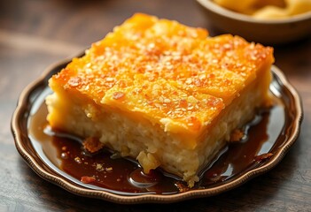 Golden-brown knafeh, crispy filo, rich cheese filling, glistening syrup,  filo pastry,  dessert