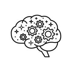 Mindful Machinery: A detailed illustration shows the inner workings of the human mind, depicted with interconnected gears, representing the complexity and activity of thought and intellect.