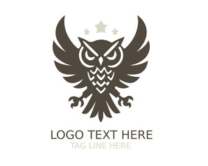 Obraz premium Owl Shield Logo Vector