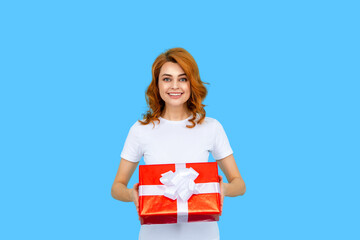 Gift for mother. Holidays, gift celebration and women concept. Portrait of romantic girl...