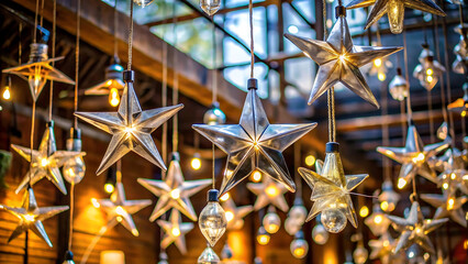 Fototapeta premium glass stars shifting above in ceiling fan breeze