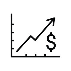 Economic Ascent: An elegantly rendered line graph ascends toward a dollar sign, symbolizing the upward trajectory of financial success, representing growth and prosperity in a clean.