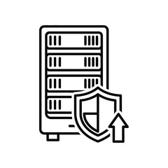 Digital Fortress: A sleek illustration depicts a data server, fortified by a shield, representing secure data storage and protection from cyber threats.