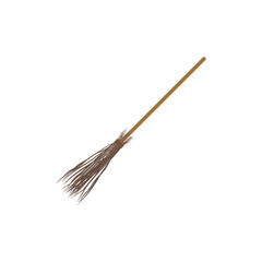 Old Witch Broomstick Isolated Halloween Accessory Vector