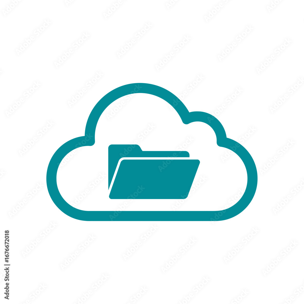 Aufkleber cloud icon with a folder inside representing data storage.