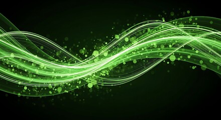 Abstract swirling green lines on a black background