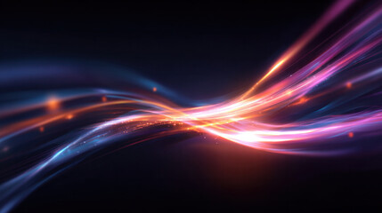 Abstract image features colorful light streaks with dynamic motion and vibrant hues.