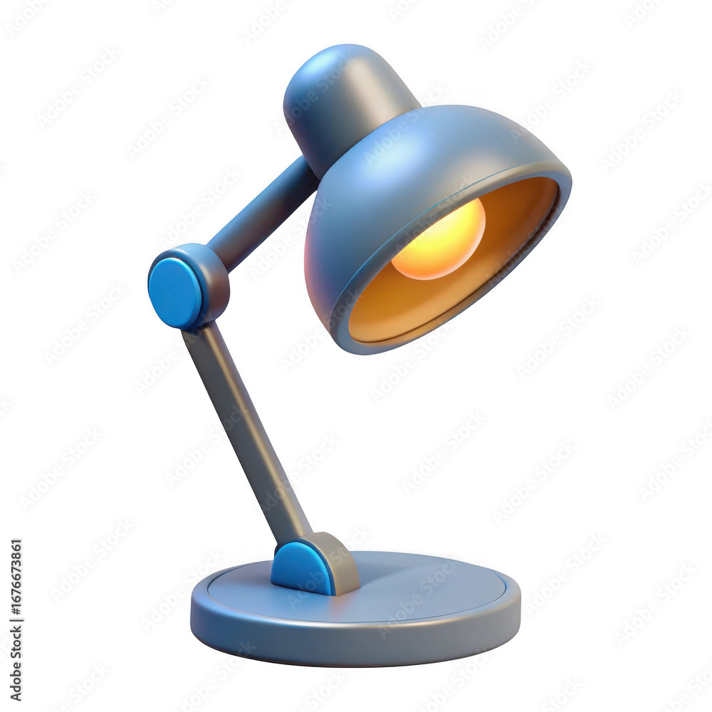 Poster 3d desk lamp with glowing bulb isolated on transparent background