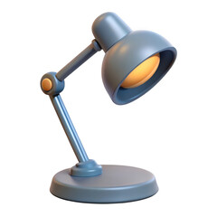 3d blue desk lamp with adjustable arm isolated on transparent background