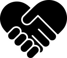 Obraz premium Heart handshake icon partnership agreement vector graphic