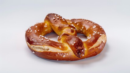Golden brown soft pretzel snack isolated