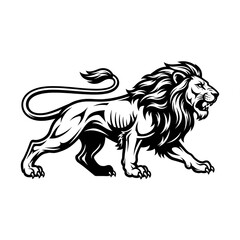 Fototapeta premium Majestic African lion illustration in black and white