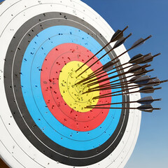 A 3D-Rendered Image of an Archery Target with a Cluster of Arrows in the Center, Symbolizing Accuracy, Precision, and Success.