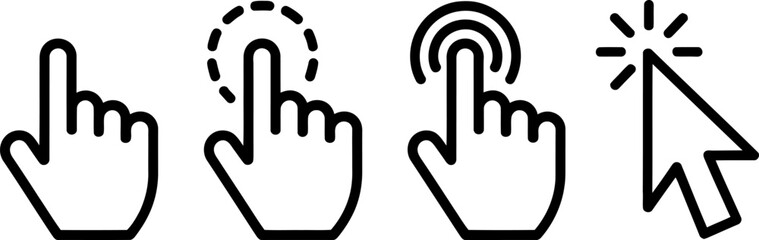 Obraz premium Click cursor hand pointer icon set vector illustration eps