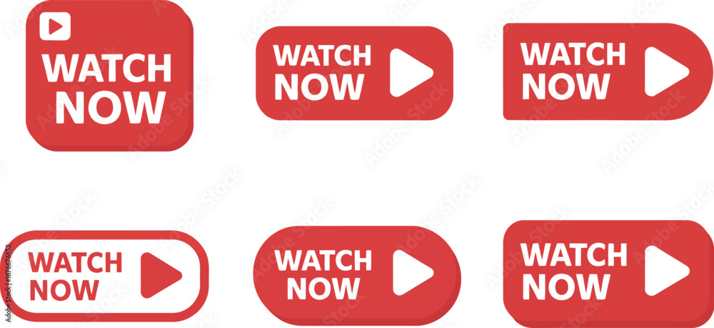 Fototapete watch now button vector set call to action ui design element