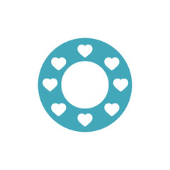 blue and yellow round buttons