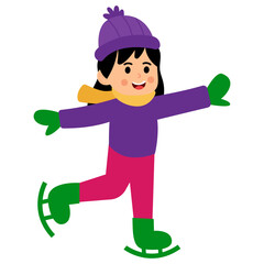 Girl Kids Skating on Ice