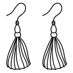 Tassel Earrings line art vector