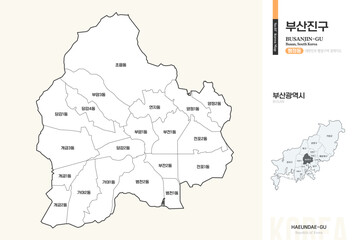 부산광역시 부산진구 행정구역 윤곽선 지도