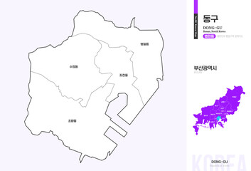 부산광역시 동구 행정구역 윤곽선 지도