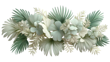 Pastel tropical foliage arrangement