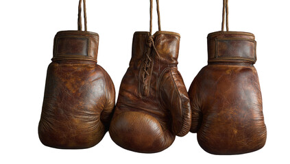 Three vintage boxing gloves hanging (1)