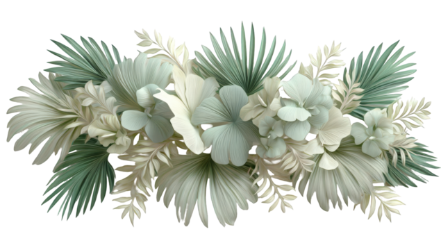 Pastel tropical foliage arrangement