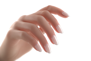 Close-up of a light-skinned hand with manicured nails