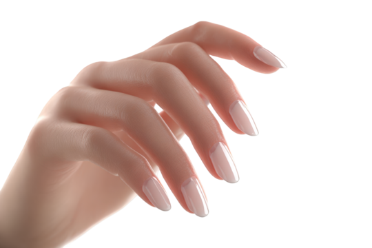 Close-up of a light-skinned hand with manicured nails