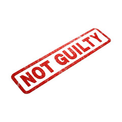 Transparent background red rubber stamp with the words not guilty isolated on transparent background