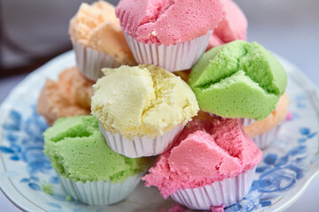 Multicolored of Fa Gao or canteens sponge cake